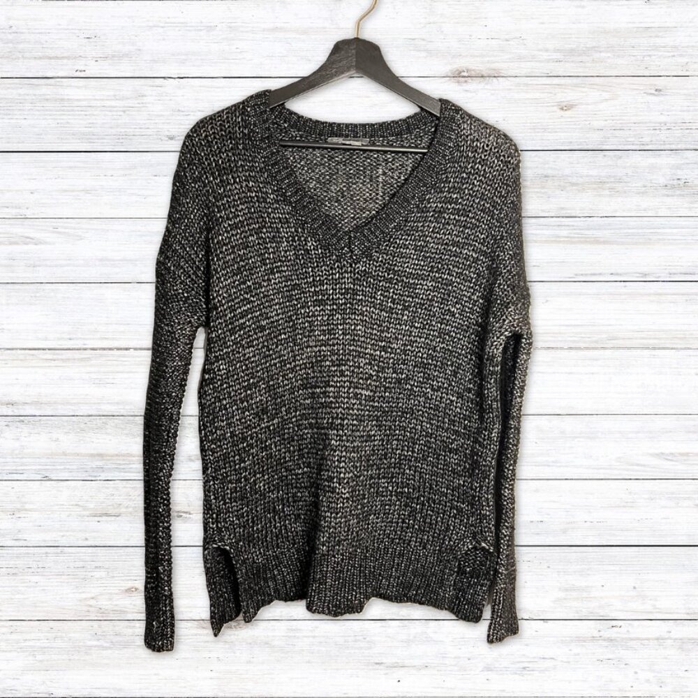 VINCE Silk & Wool Blend Sweater - Black & Silver